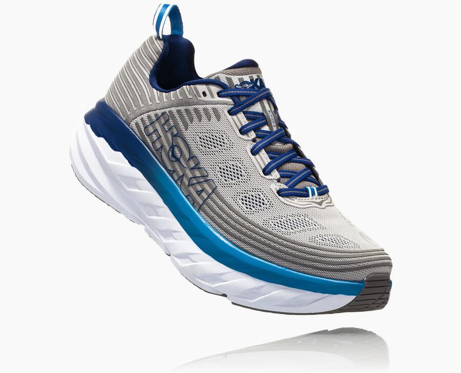 Hoka One One Mens Running Shoes - Bondi 6 - Grey - WRPK70681